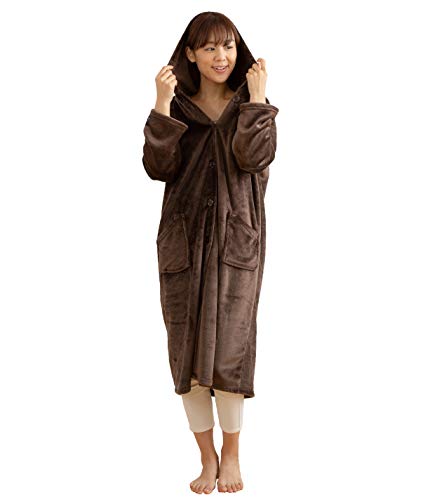ナイスデイ プレミアムマイクロファイバー フード付き 着る毛布 48476406 （ブラウン） mofua 着る毛布、かいまきの商品画像
