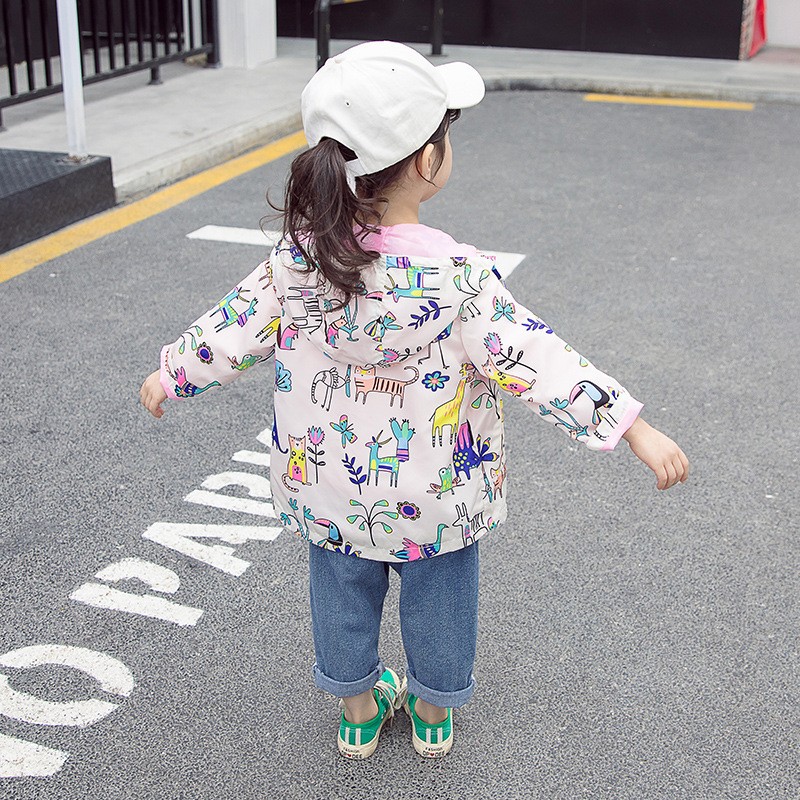 ウインドブレーカー ジャンパー キッズ ベビー 子供 女の子 イラスト プリント フード パーカー ジップアップ アウター ピンク かわいい お出かけ プラスナオ Paypayモール店 通販 Paypayモール