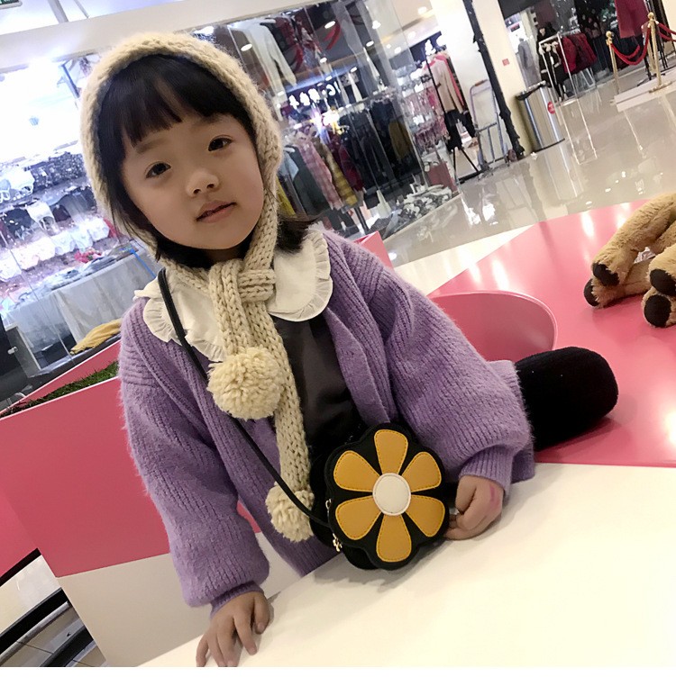 ショルダーバッグ ポシェット 子供用 キッズ 女の子 花 フラワー ファスナー ラウンド型 おしゃれ ジッパー 丸型 ミニポシェット お出かけ 最安値挑戦 可愛い