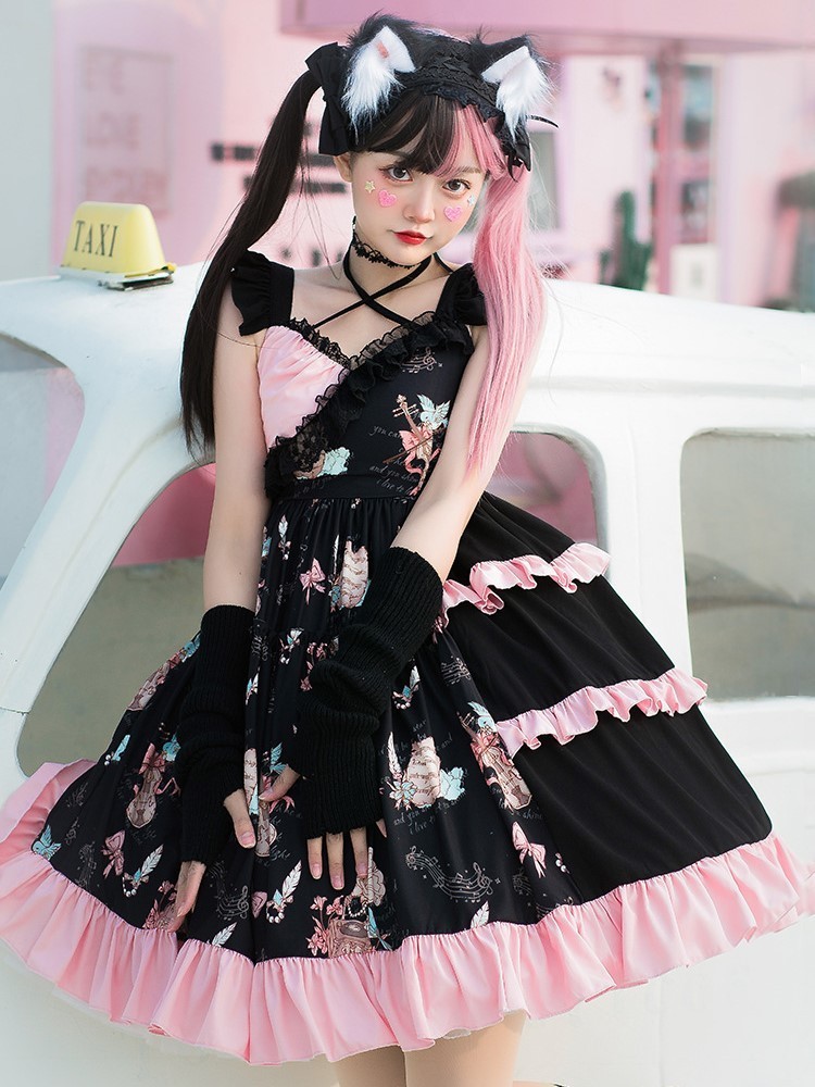 について ワンピース フレア レース 総柄 リボン 音符 プラスナオ Paypayモール店 通販 Paypayモール キャミソールワンピ コスプレ衣装 レディース 女性 ロリータ ノースリーブ 肩フリル Aライン 膝丈 します