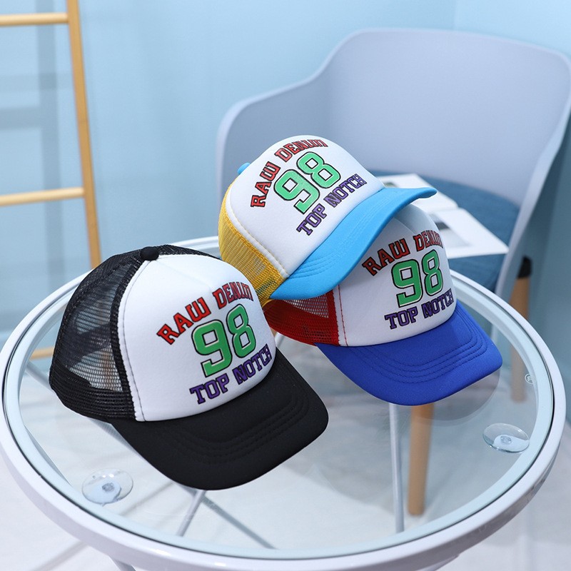 低価格で大人気の 帽子 キャップ ベビー用 キッズ 子ども メッシュ つば付き帽子 英字 英語 サイズ調整可能 カジュアル かっこいい 格好良い おしゃれ 男の子 女の Heartlandgolfpark Com