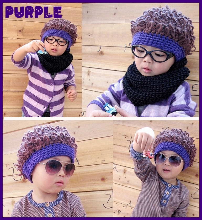  for children hat knitted cap Afro hair manner knit cap Kids man girl winter hat bai color 