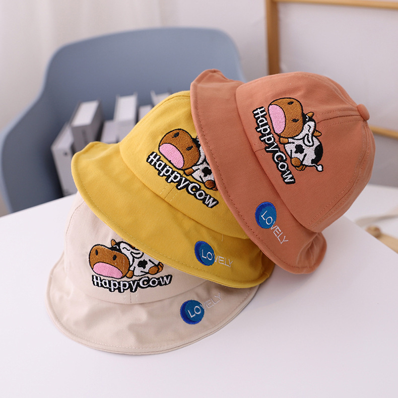 ファッション通販 帽子 クルーハット 子供用 ベビー 赤ちゃん 男の子 女の子 ぼうし 牛 ウシ 刺繍 アニマル柄 ゴム紐付き 紫外線対策 日よけ おしゃれ かわいい 最安値に挑戦