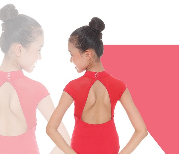  балет Leotard ребенок Kids Junior девочка девушки безрукавка без рукавов высокий V шея гонки цветочный принт спина открытие открытый сумка задний кнопка 