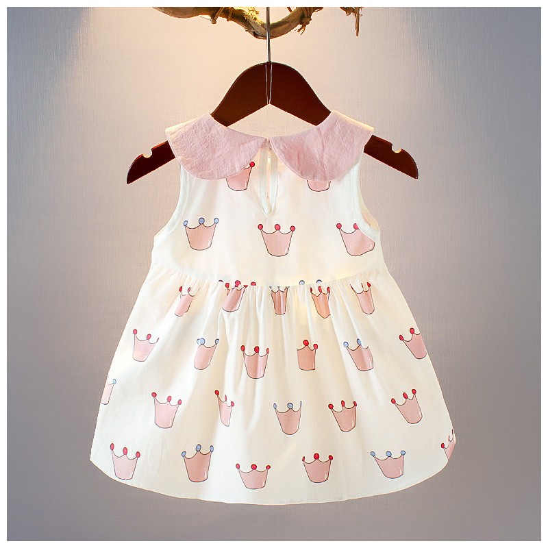 ベビー服 ベビーウェア ワンピース ノースリーブ 襟付き 王冠 イラスト プリント 夏 かわいい 女の子 ピンク 70cm 80cm 90cm 100 プラスナオ Paypayモール店 通販 Paypayモール
