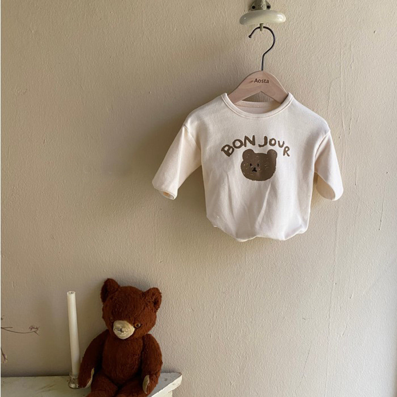  cut and sewn baby Kids ребенок одежда детская одежда девочка мужчина tops длинный рукав круглый вырез раунд шея вырез лодочкой тянуть надкрылок long to принт общий рисунок 