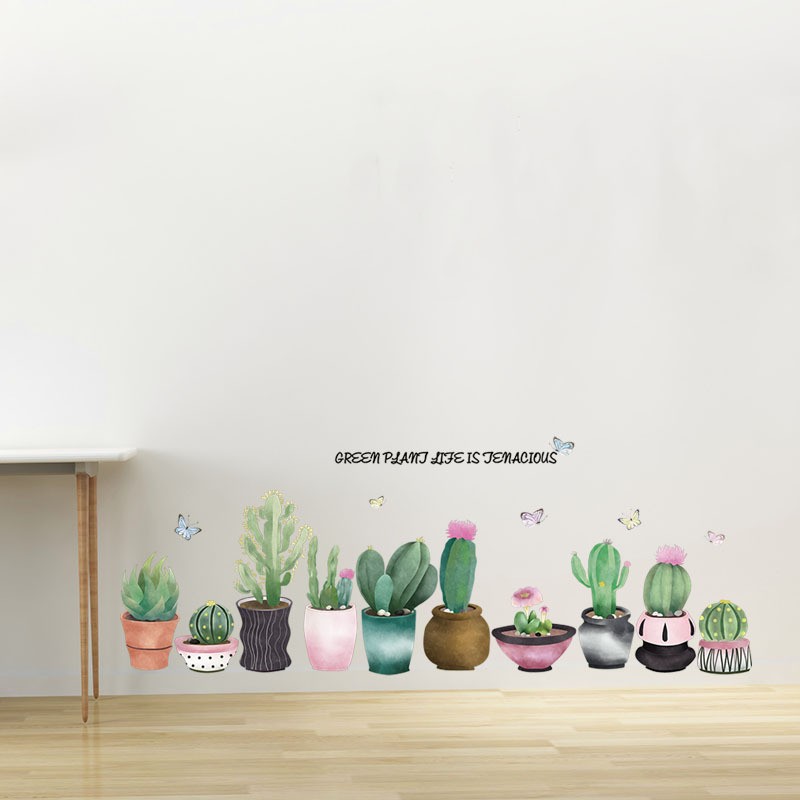 ウォールステッカー 貼ってはがせる サボテン リビング 割り引き 鉢植え 壁紙シール 壁シール 壁面装飾 デコレーション 窓ガラス 可愛い インテリア おしゃれ