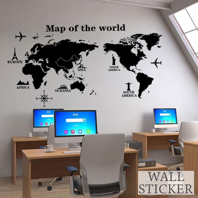 以上節約 ウォールステッカー 壁ステッカー 壁紙シール シール式 お洒落 世界地図 マップ ルームデコレーション ウォールデコレーション 貼り付け簡単 Diy Columbiatools Com