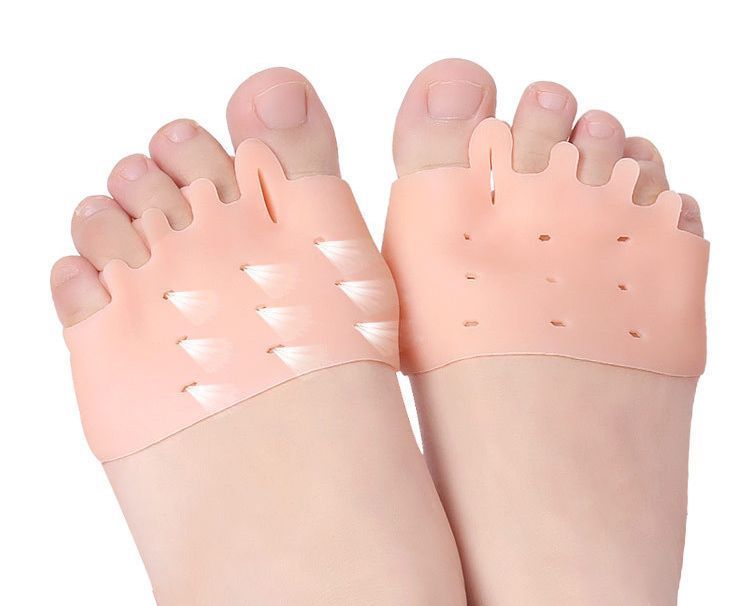 送料無料 足裏保護パッド 足指サポーター 左右セット 5本指 中足骨 痛み緩和 広げる シリコン 内反小趾 柔らかい 種子骨 外反母趾