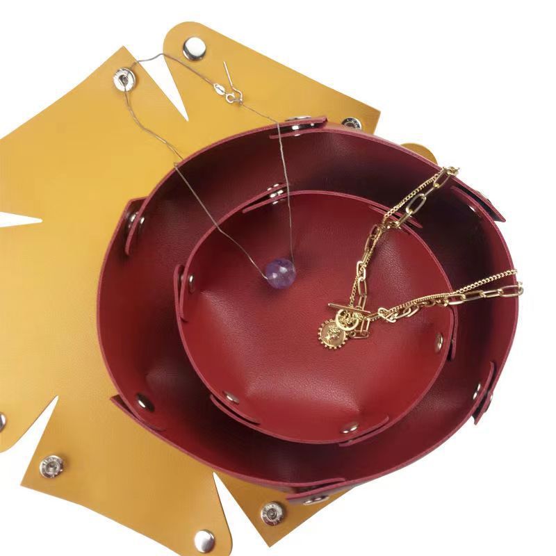  бардачок tray tray настольный стол сверху место хранения Circle раунд круглый интерьер кнопка-застежка под кожу искусственная кожа одиночный цвет простой модный 