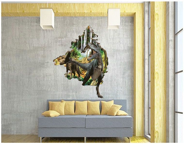 ウォールステッカー 壁紙シール 3d 立体的 トリックアート ストアー だまし絵 ダイナソー 恐竜 ウォールデコレーション キョウリュウ ルームデコレーション