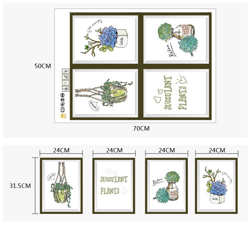 メーカー直売 ウォールステッカー ウォールシール 観葉植物 ナチュラル カフェ風 ロゴ イラスト風 フォトフレーム風 ポスター風 壁シール 壁紙シール 壁面装飾 壁
