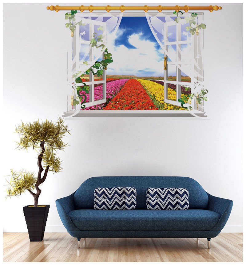 最大56 オフ ウォールステッカー ウォールシール お花畑 フラワー 空 風景画 カラフル 綺麗 癒し だまし絵 トリックアート 3d 立体的 壁シール 壁紙シール Heartlandgolfpark Com
