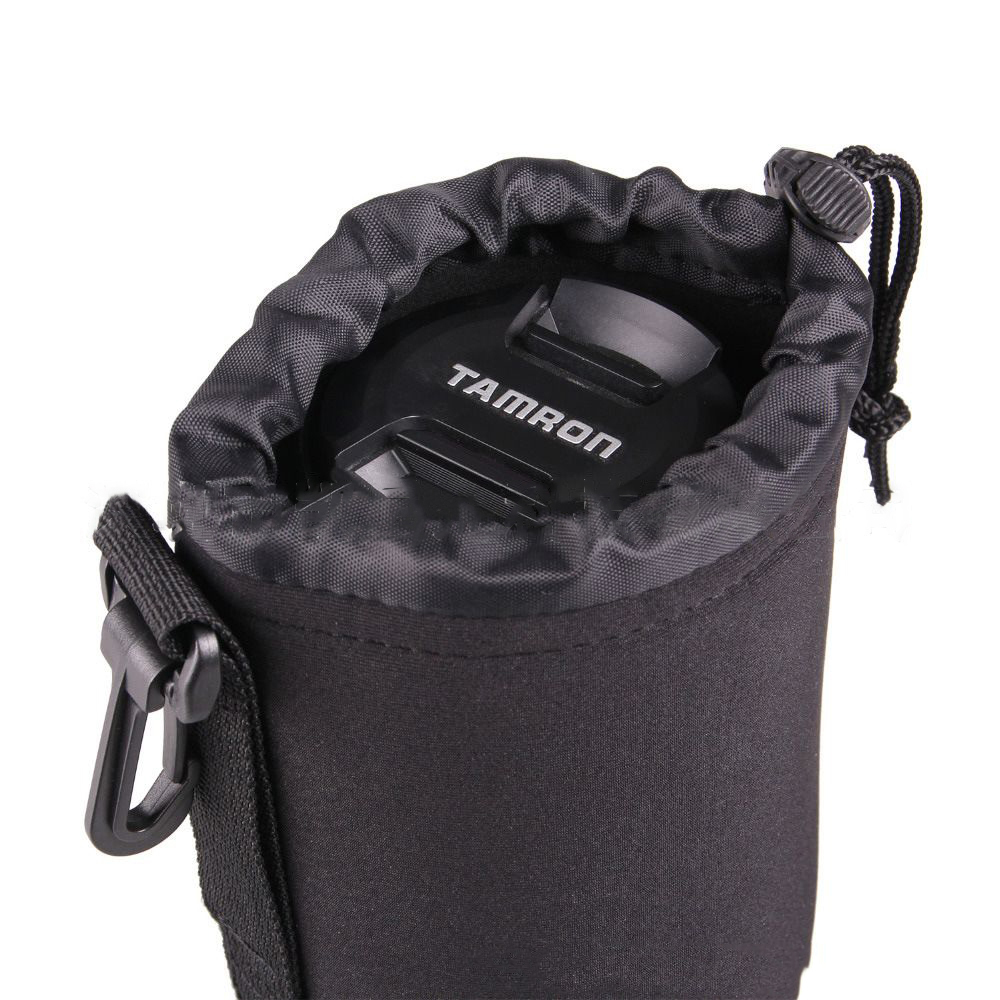  lens pouch S M lens case protective cover soft cushion attaching storage camera lens single‐lens reflex mirrorless Impact-proof waterproof water-repellent hook attaching pouch 