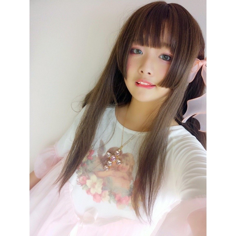 フルウィッグ かつら レディース ロング ストレート 姫カット お姫様カット 姫髪 オシャレ ブラウン 商い 黒髪 グレー コスプレ キュート かわいい