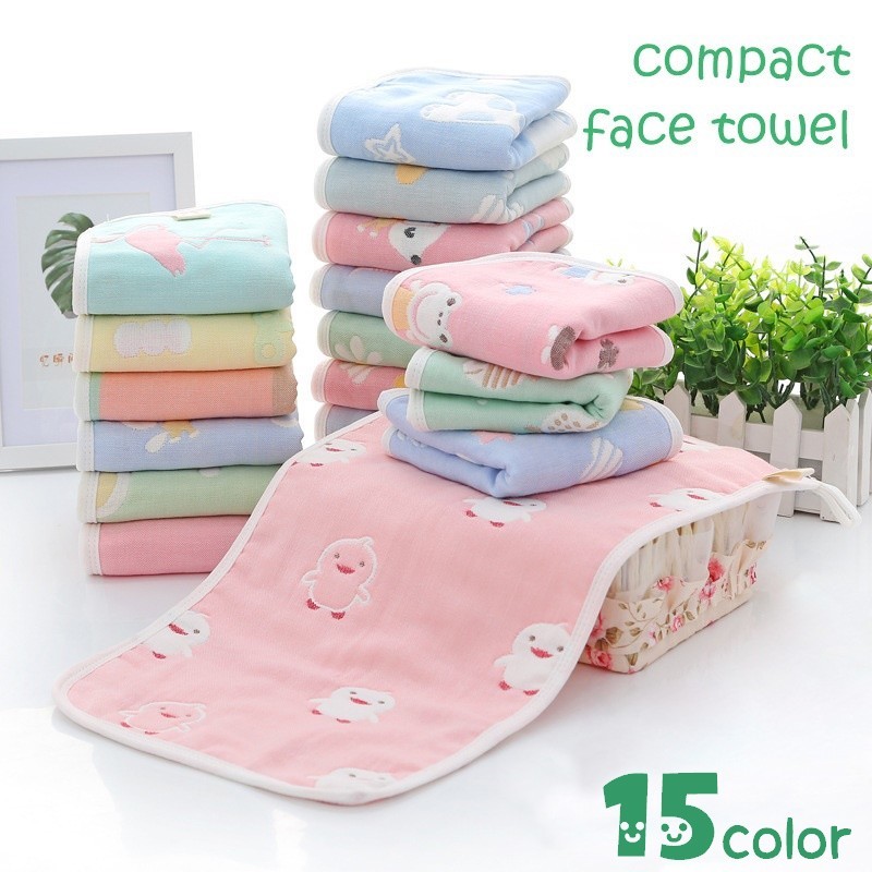  compact полотенце для лица Kids ребенок ребенок марля 6 листов накладывающийся 25 50 цыпленок цветок рыба собака вишня пастель цвет симпатичный 