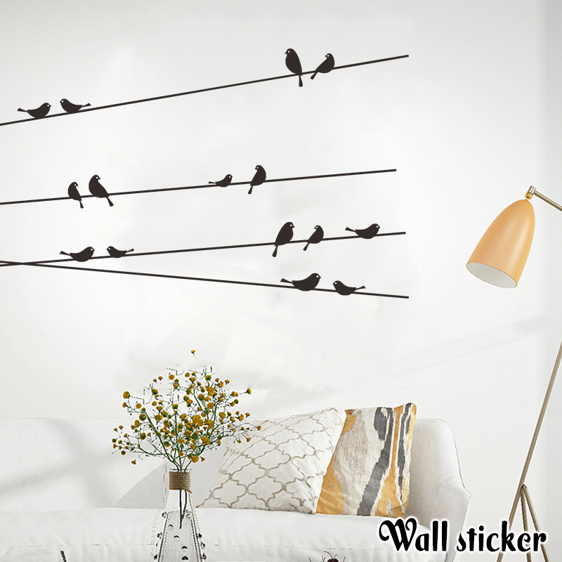 日本最級 ウォールステッカー ウォールシール 壁シール 壁紙シール 壁面装飾 壁装飾 室内装飾 電線 鳥 トリ バード モノクロ 影絵風 おしゃれ かわいい イ Columbiatools Com