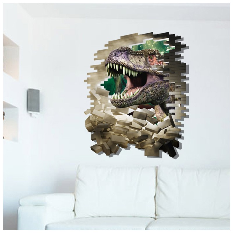 ウォールステッカー ウォールシール 恐竜 だまし絵 トリックアート 3d 立体的 壁装飾 壁面装飾 壁紙シール 室内装飾 飛び出す 壁シール インテリ 爆買いセール