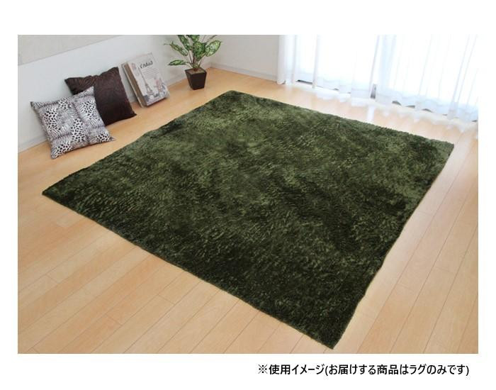 イケヒコ ラルジュ シャギーラグ 2畳 滑り止め 洗える 185×185cm （グリーン） カーペット、ラグの商品画像