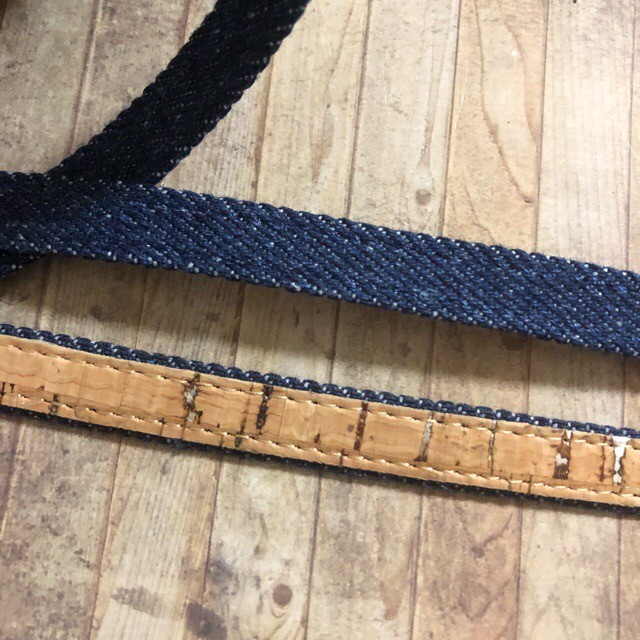  Denim серебряный . пробка лента индиго 10mm 1 ярд 