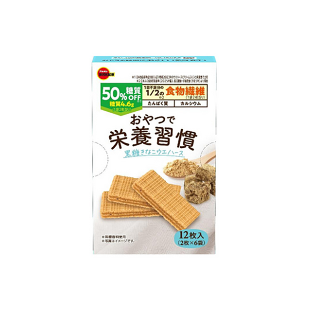 ブルボン おやつで栄養習慣 黒糖きなこウエハース 12枚（2枚×6袋）×5個の商品画像