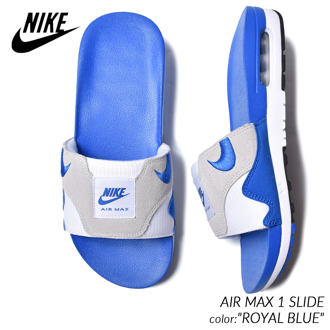 AIR MAX 1 SLIDE "ROYAL" FJ4007-100 （ホワイト/ブラック/ライトニュートラルグレー/ロイヤルブルー）の商品画像