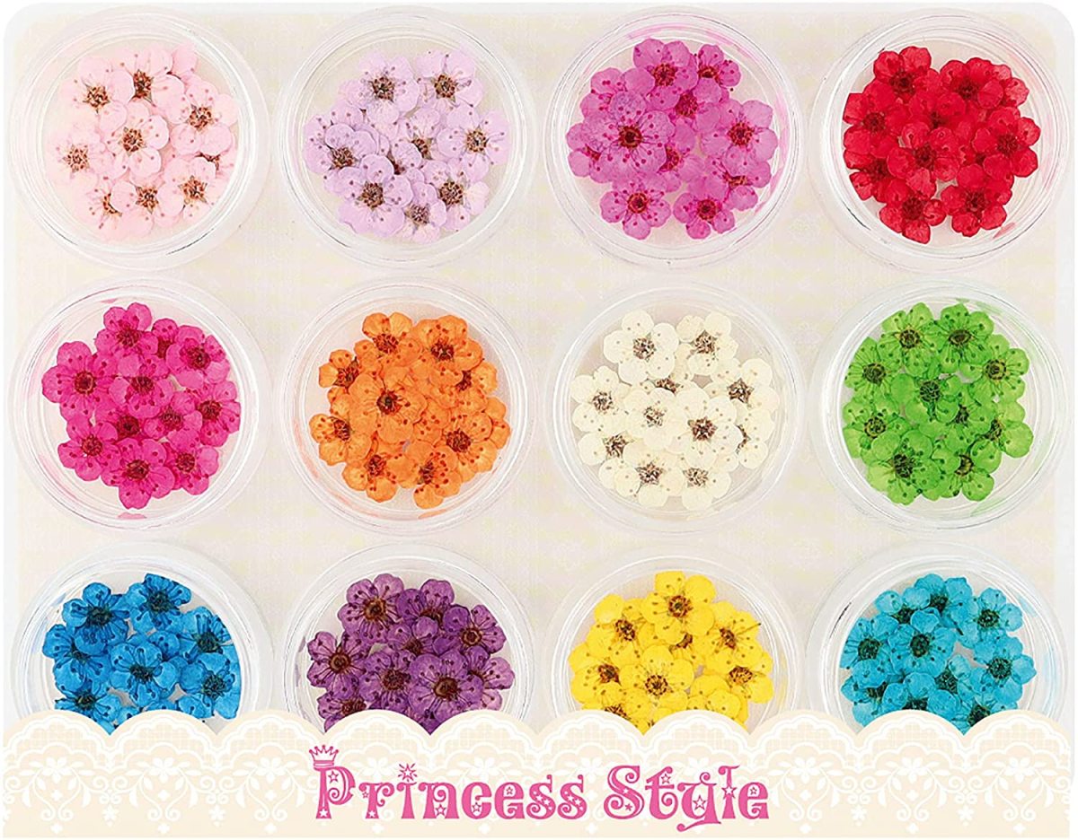  dry flower fine quality pressed flower ....120 sheets Nailparts resin . go in storage case go in 12 color × each 10 sheets 