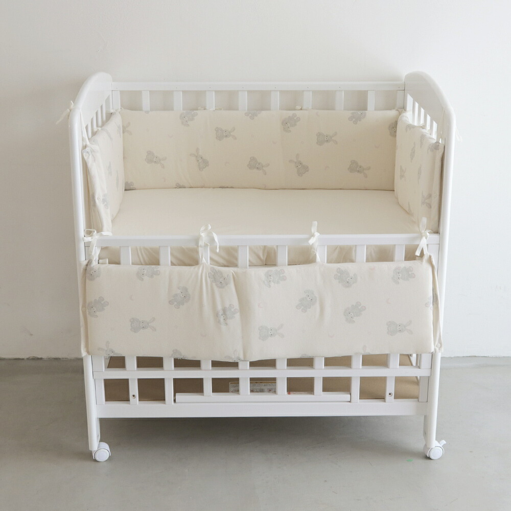 PUPPAPUPO thickness enough crib guard Mini size 60×90cm [ bear ...] heaven . knitted cotton 100% crib for .... prevention ppa Pooh po