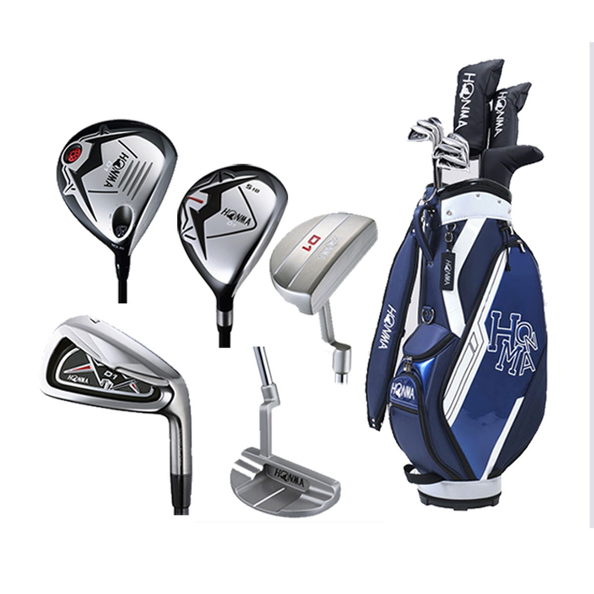 アイボリー×レッド 本間ゴルフ HONMA D1 クラブセット 10本 キャディ