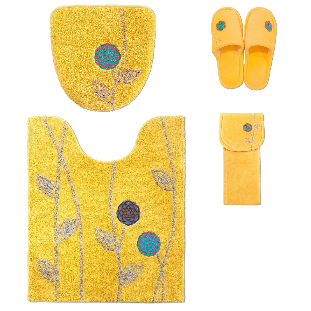  toilet mat set 4 point long toilet mat (65×75cm) set 4 point set feng shui ear length luck with money yellow color yellow Northern Europe washing heating type okaetofto.wa navy 