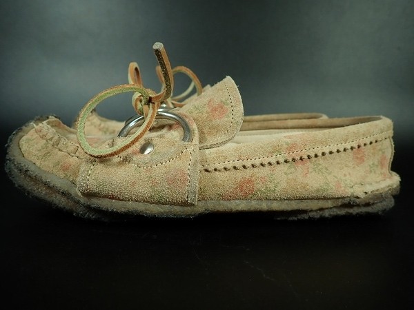 yuketen floral print leather shoes *23cm*yuke ton /USA made America made / moccasin Loafer / beige ¨