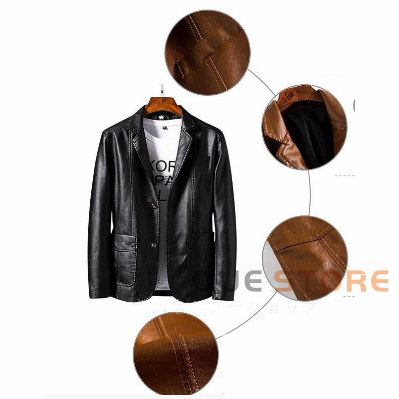  кожаная куртка кожаный жакет мужской tailored jacket большой размер ko-te зима кожа мотоцикл жакет байкерская куртка . воротник 