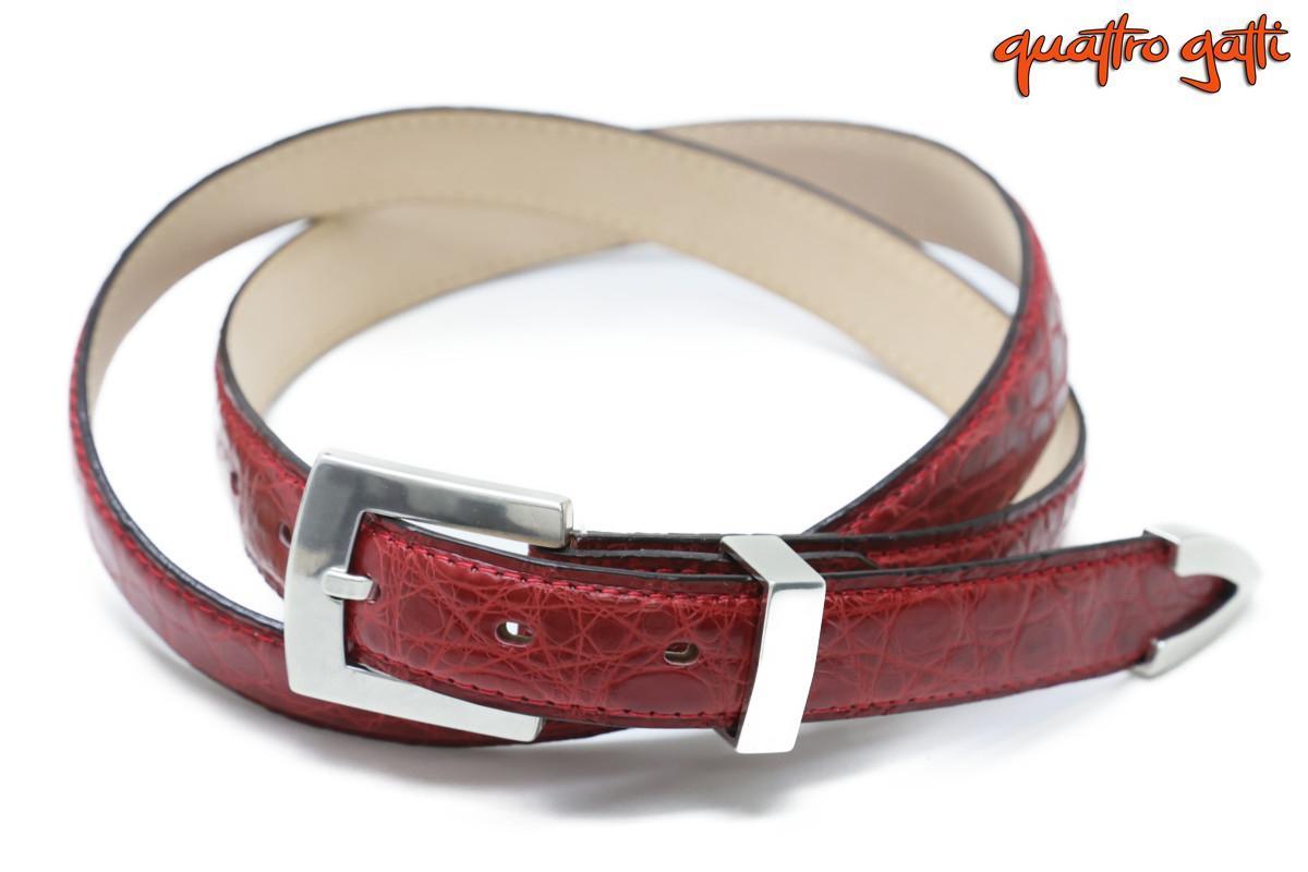  crocodile belt dark red made in Japan original leather cuatro gati25mm width wani leather men's brand Quattro Gatti 1842 drd 2.5cm mot beot bema cr w25