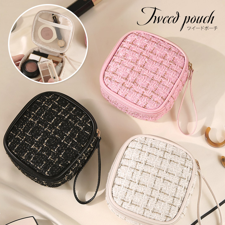  make-up pouch make-up pouch smaller keep .. for case bulkhead . travel vanity cosme stylish easy to use Korea tweed square 