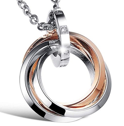 [BI-0021] колье 3 полосный кольцо хирургический нержавеющая сталь Cubic Zirconia 