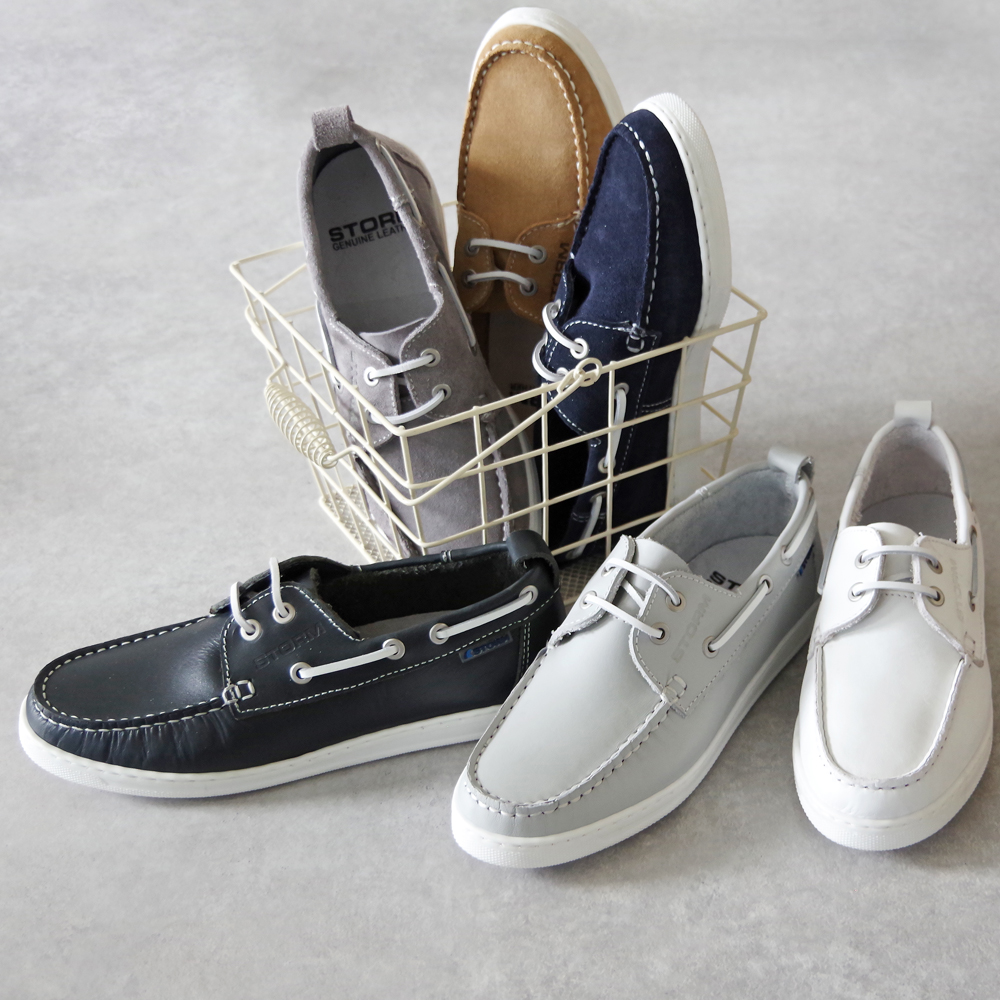 [30%OFF][SALE][STORM storm ] deck shoes [B2385 TIGRE] натуральная кожа мокасины женский гладкий кожа Raver подошва casual белый 