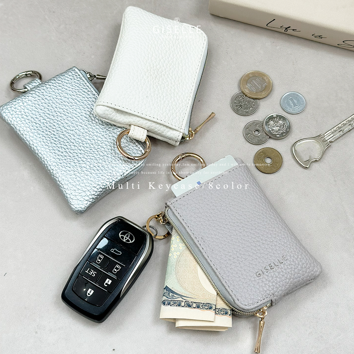  key case lady's men's wonderful ring use smart key case card-case kalabi Nami ni case car rare leak 