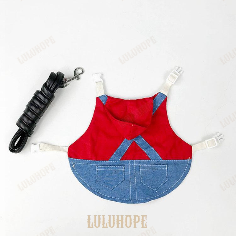  заяц одежда Harness Denim в клетку Lead комплект симпатичный мелкие животные заяц сигнал Ran Drop morumoto. прогулка выход регулировка возможность шлейка шиншилла хорек 