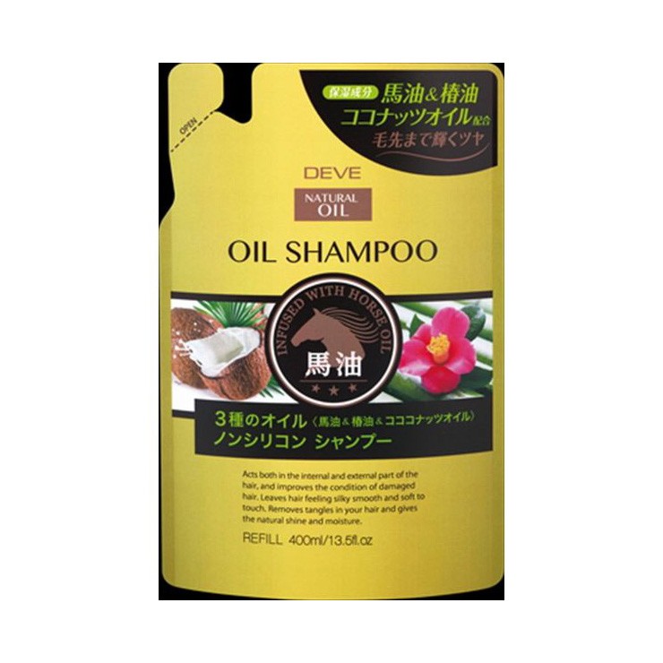 熊野油脂 ディブ 3種のオイル シャンプー（馬油・椿油・ココナッツオイル）詰替 400ml×1個