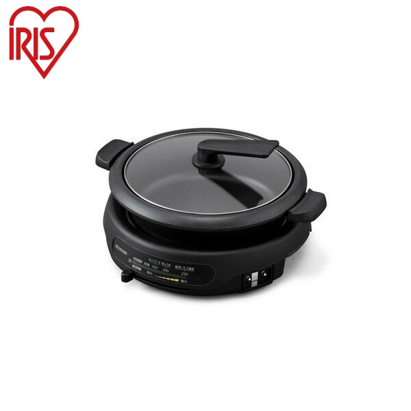 IRIS OHYAMA グリル鍋 3枚プレート IGU-B3-B （ブラック） グリル鍋の商品画像