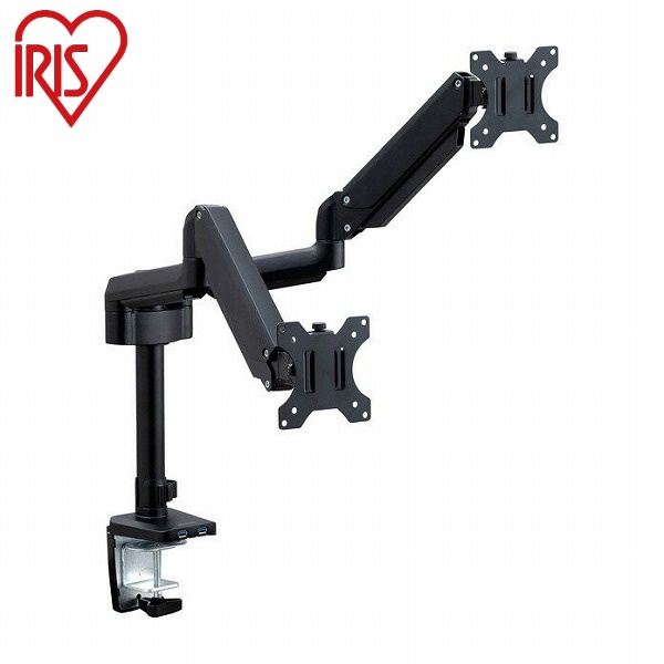 IRIS OHYAMA DA-G201U モニターアーム 未使用品 IRIS OHYAMA ディスプレイアームデュアルUSB付き DA-G201U LUCA