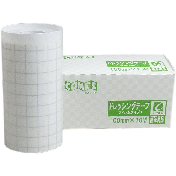 コメス 医家向品 ドレッシングテープ フィルムタイプ 100mm × 10m 1巻入の商品画像