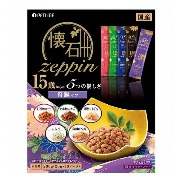 ペットライン 懐石 zeppin 15歳からの5つの優しさ 腎臓ケア 200g（20g ×10）×4個 懐石 猫用ドライフードの商品画像