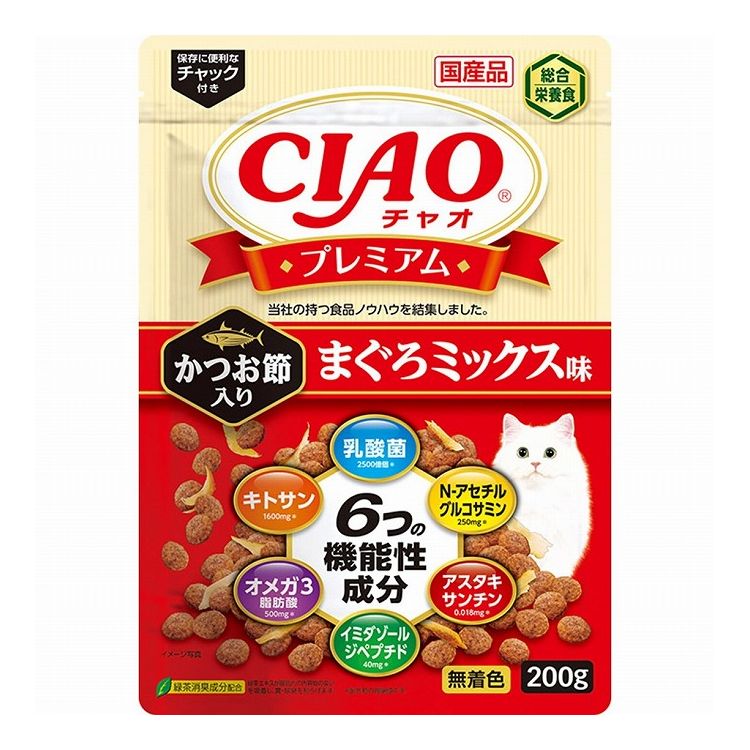 いなばペットフード CIAO プレミアム かつお節入り まぐろミックス味 200g×4個 CIAO（いなばペットフード） 猫用ドライフードの商品画像