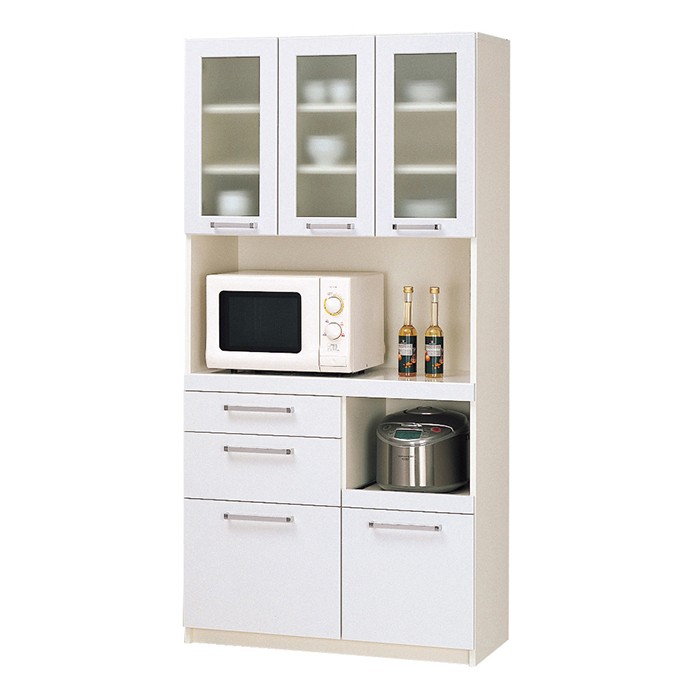 パモウナ 食器棚 W900×D396×H1800mm YC-S900R プレーンホワイト色の商品画像