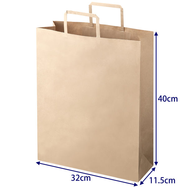 アスクル 平紐 クラフト紙手提袋ベーシック （茶無地） 320×400×115 50枚×1袋の商品画像