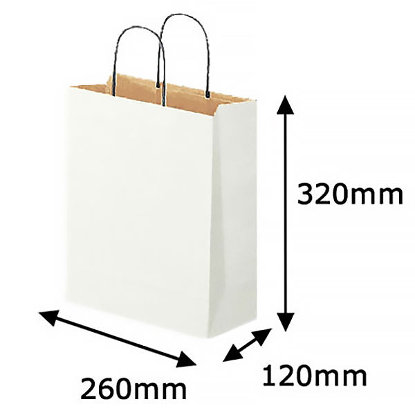 リバーシブルペーパー手提げ 丸紐 （白） スーパーバッグ M 10枚×5セット（50枚）の商品画像