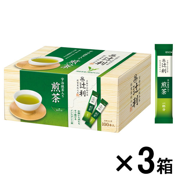 片岡物産 辻利 インスタントティー 宇治抹茶入り 煎茶 100本入 × 3箱 辻利 緑茶、煎茶の商品画像