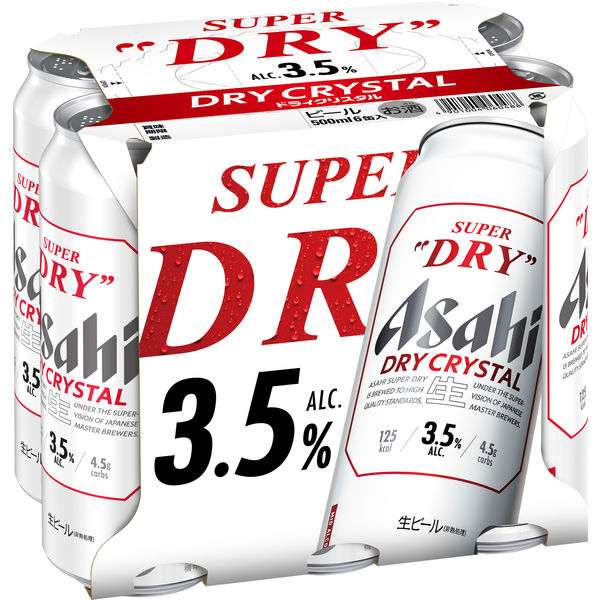 アサヒ スーパードライ ドライクリスタル 500ml缶 6缶パック 国産ビールの商品画像