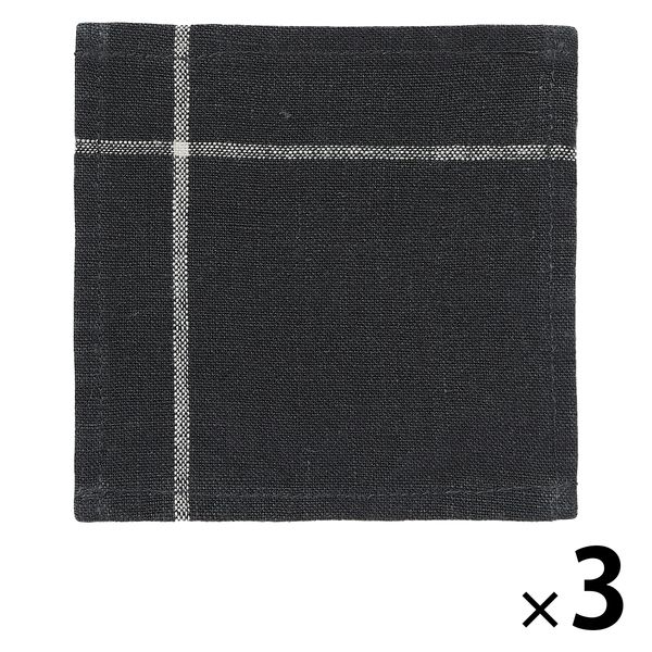 無印良品 麻平織 コースター（墨黒×生成）×3枚の商品画像